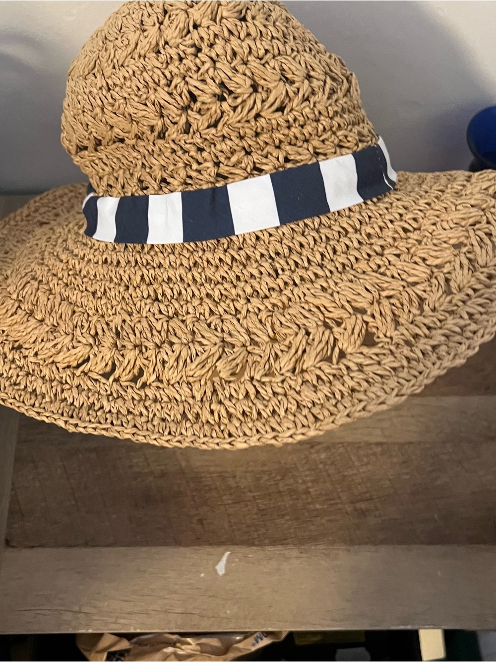 Vintage Brown Paper Sun Large Brim Hat from SeaWorldParks With Ribbon Souvenir
